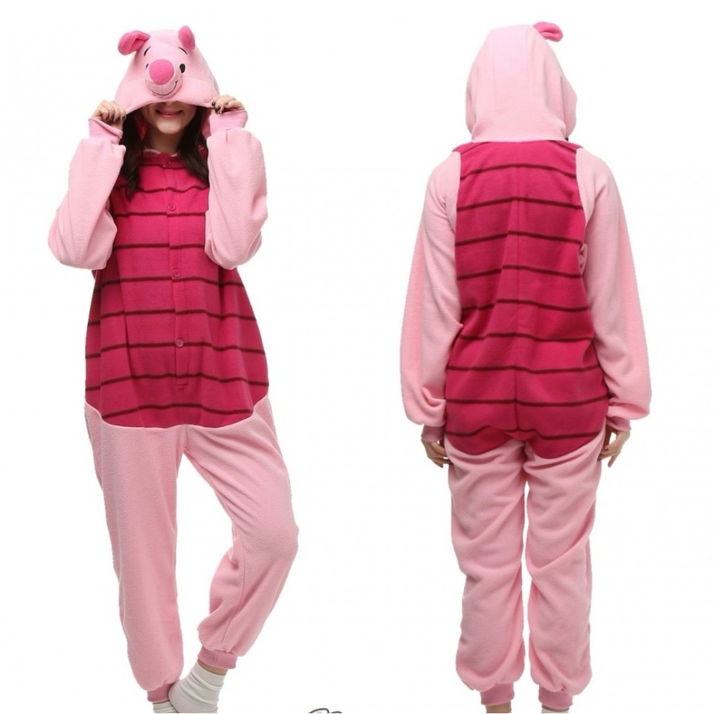 Winnie the Pooh & Piglet Hooded Onesie Pajama Costume